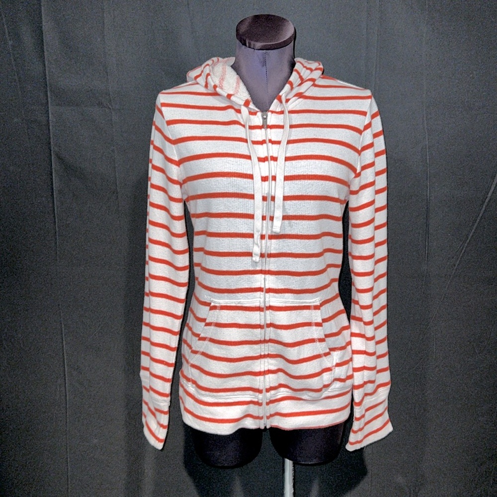 Off-white & orange striped zip up hoodie
